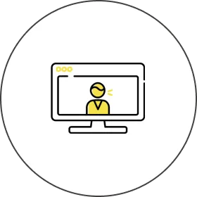 パソコンで面談しているイラスト